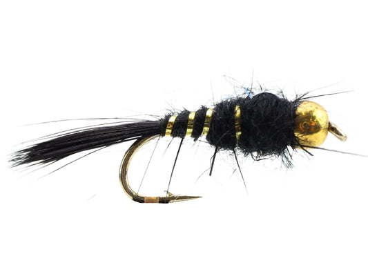 Wild Water Fly Fishing Bead Head Black Flashback Nymph, Size 12, Qty. 6-Goodwynn's