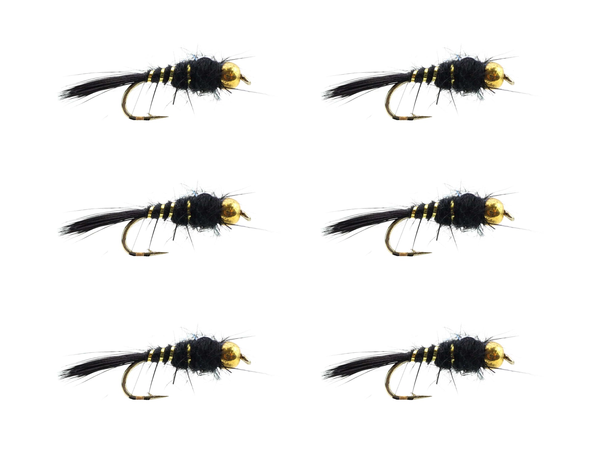 Wild Water Fly Fishing Bead Head Black Flashback Nymph, Size 12, Qty. 6-Goodwynn&#39;sGoodwynn&#39;s