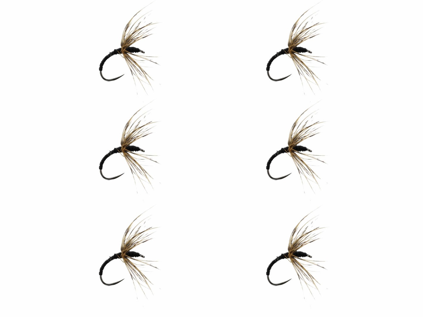 Wild Water Fly Fishing Black Sakasa Kebari Tenkara Fly, size 12, qty. 6