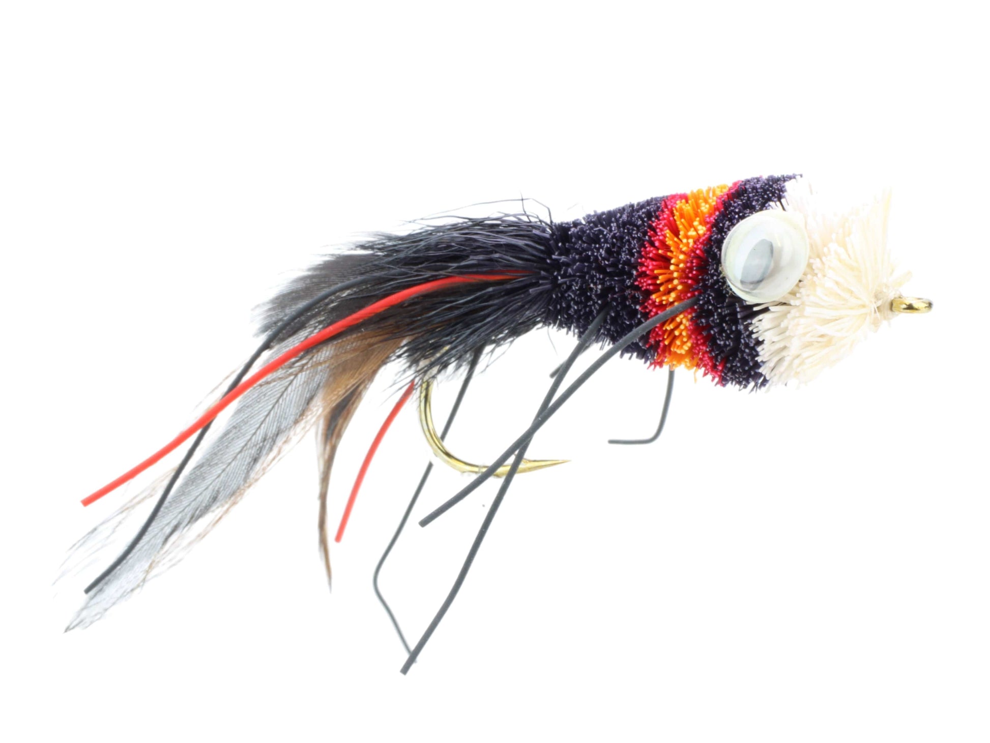 Wild Water Fly Fishing Black, Red and Orange Deer Hair Bass Bug, size 2, qty. 2-Goodwynn&#39;sGoodwynn&#39;s