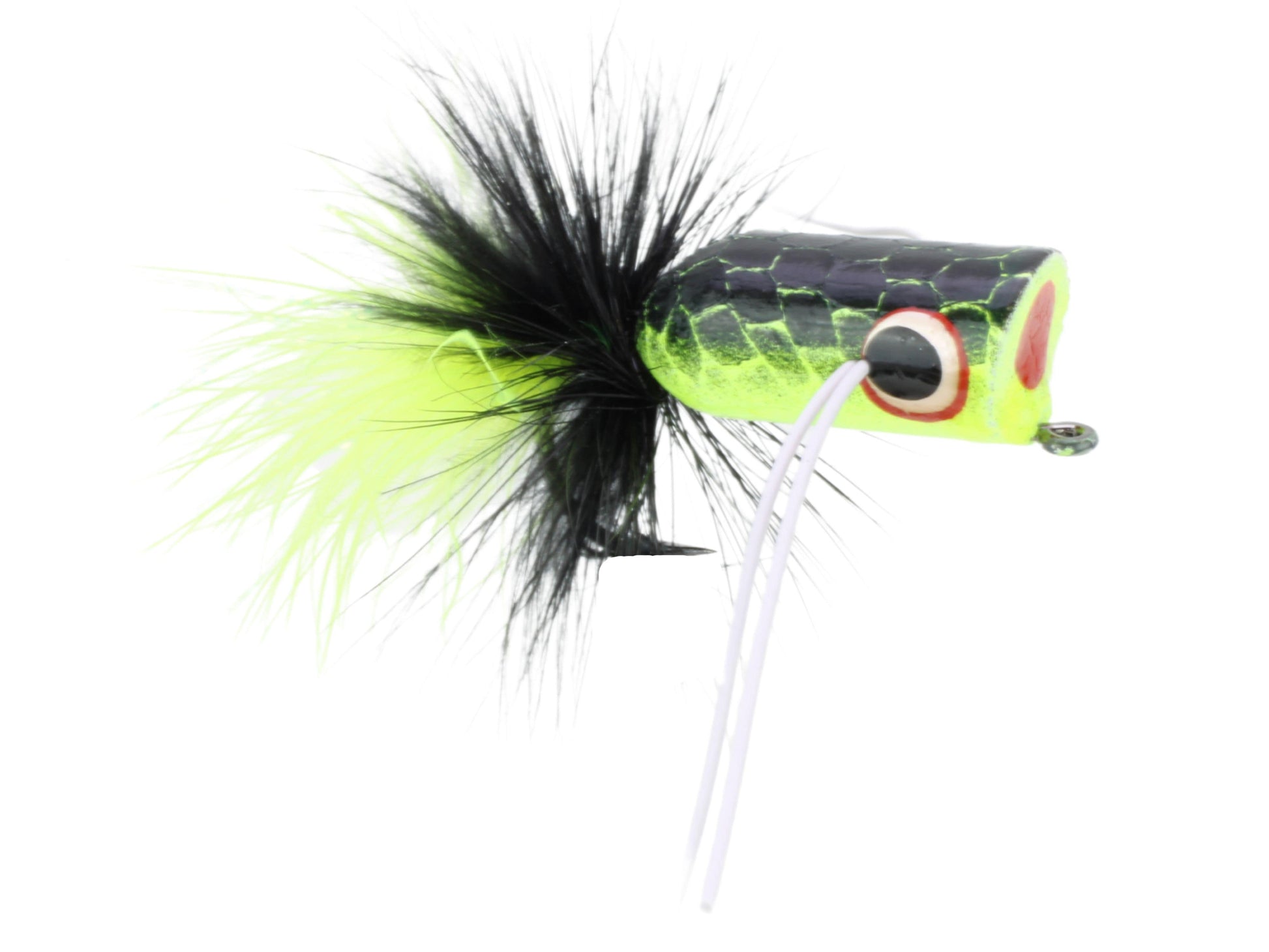 Wild Water Fly Fishing Chartreuse and Black Bass Popper, Size 2, Qty. 4-Goodwynn&#39;sGoodwynn&#39;s