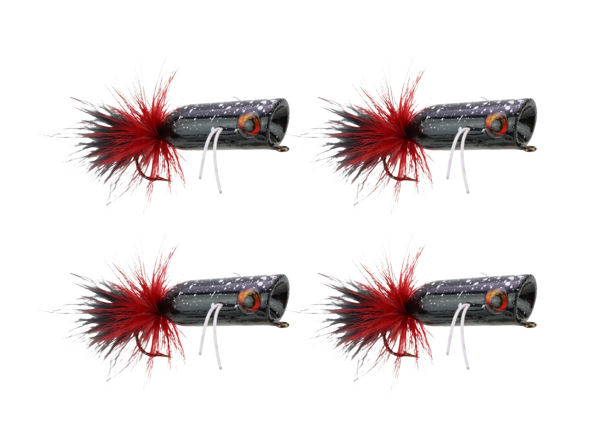 Wild Water Fly Fishing Red and Black Mini Bass Popper, Size1/0, Qty. 4-Goodwynn&#39;sGoodwynn&#39;s