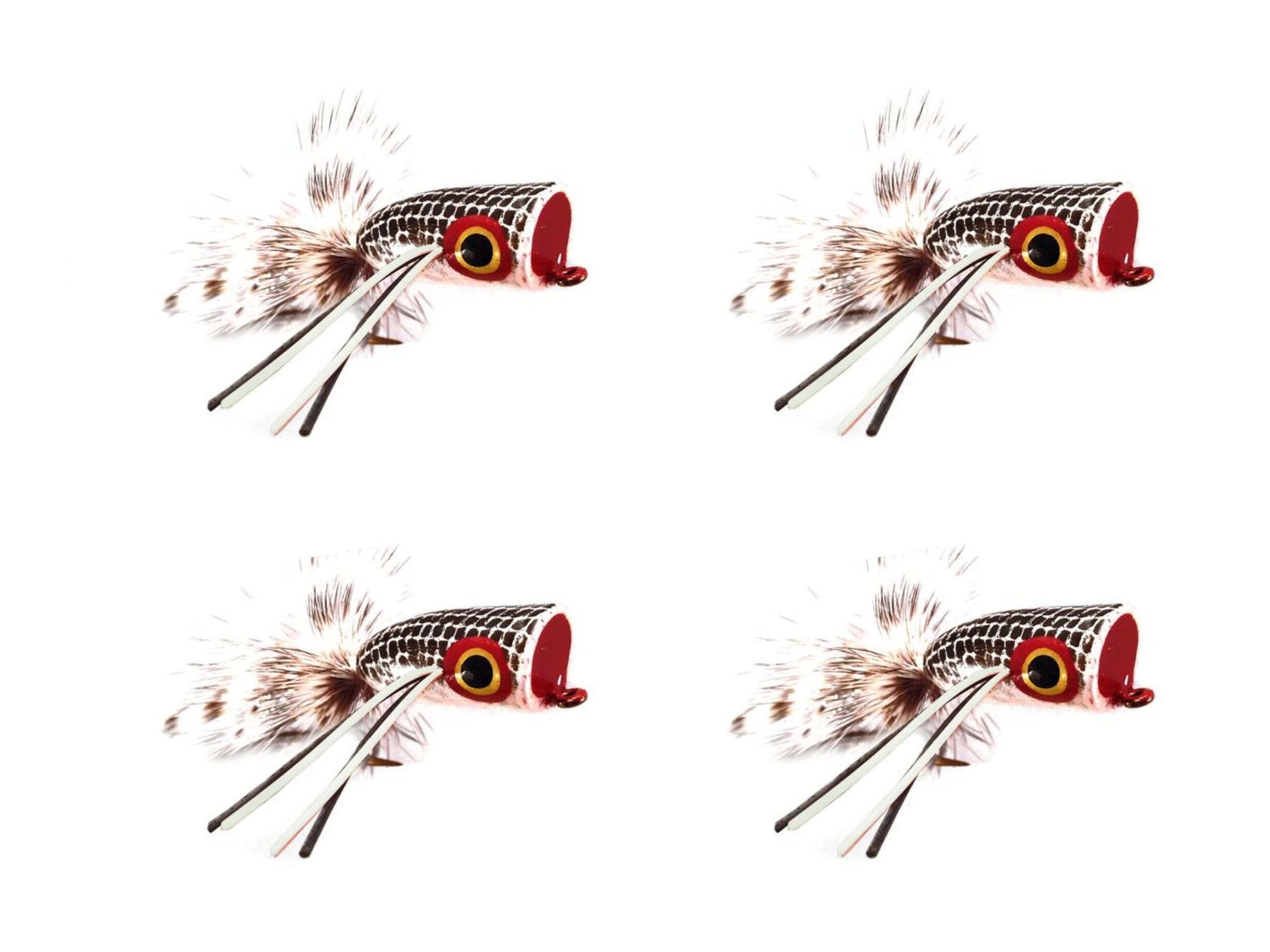 Wild Water Fly Fishing Black and White Bass Popper, Size 2, Qty. 4-Goodwynn&#39;sGoodwynn&#39;s