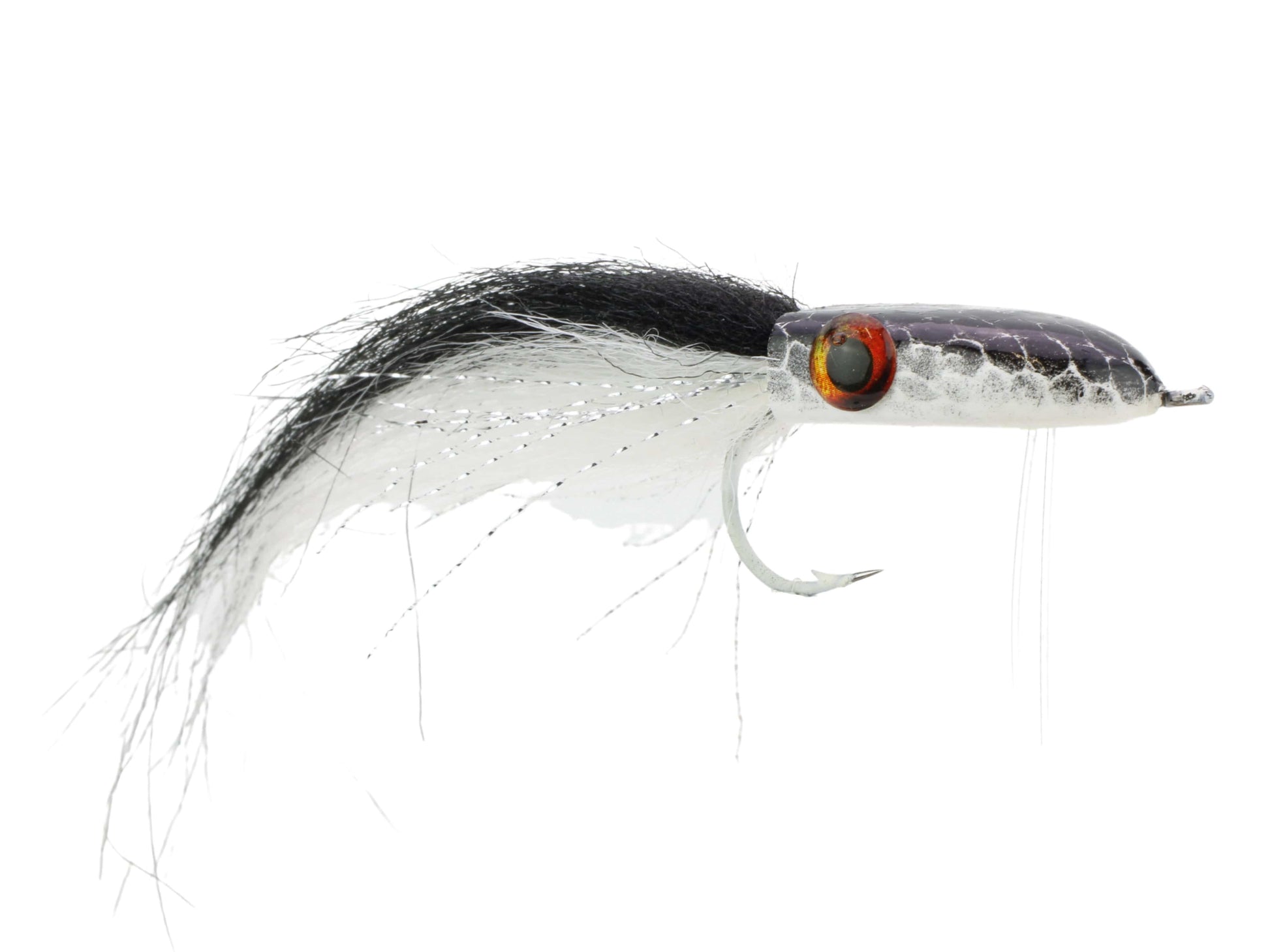 Wild Water Fly Fishing Black and White Snake Head Popper, Size 2/0, Qty. 2-Goodwynn&#39;sGoodwynn&#39;s