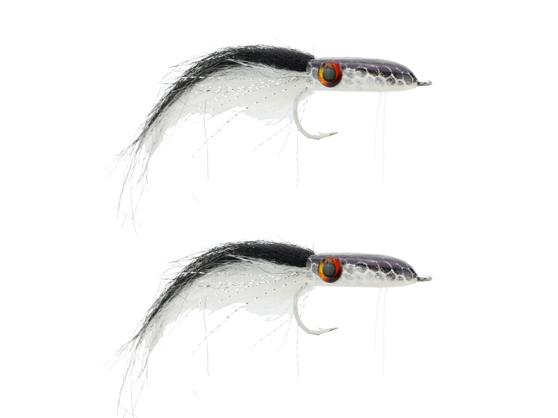 Wild Water Fly Fishing Black and White Snake Head Popper, Size 2/0, Qty. 2-Goodwynn&#39;sGoodwynn&#39;s