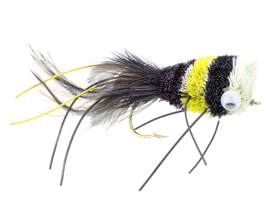 Wild Water Fly Fishing Black, Yellow and White Deer Hair Bass Bug, Size 2, Qty. 2-Goodwynn's