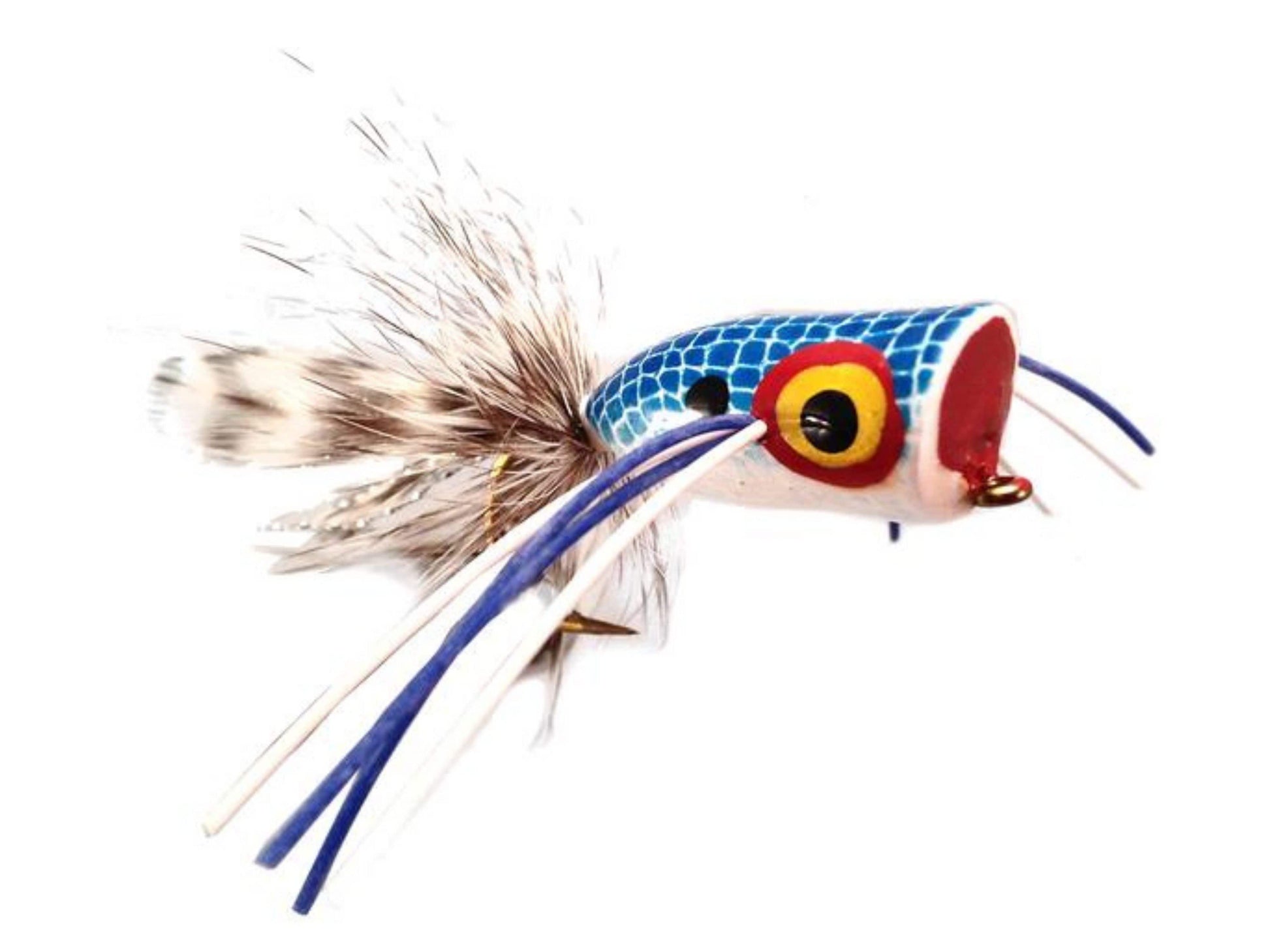 Wild Water Fly Fishing Blue and White Bass Popper, Size 2, Qty. 4-Goodwynn&#39;sGoodwynn&#39;s