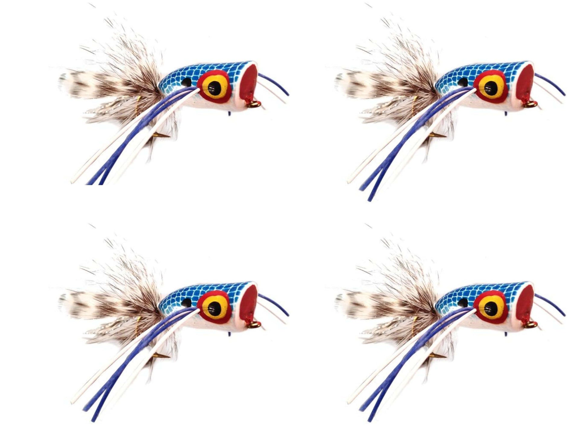 Wild Water Fly Fishing Blue and White Bass Popper, Size 2, Qty. 4-Goodwynn&#39;sGoodwynn&#39;s