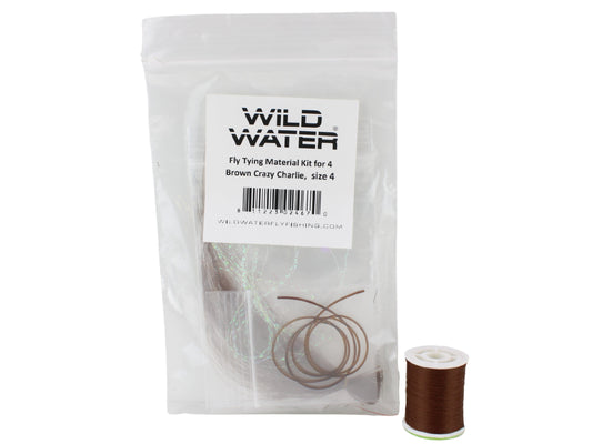 Wild Water Fly Fishing Fly Tying Material Kit, Brown Crazy Charlie-Goodwynn's