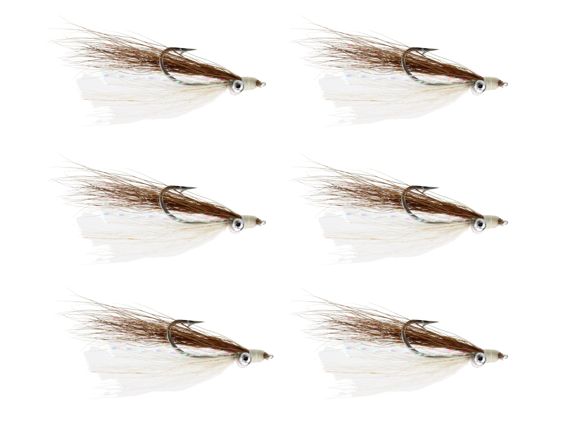 Wild Water Fly Fishing Brown and White Clouser Minnow, Size 8, Qty. 6-Goodwynn&#39;sGoodwynn&#39;s