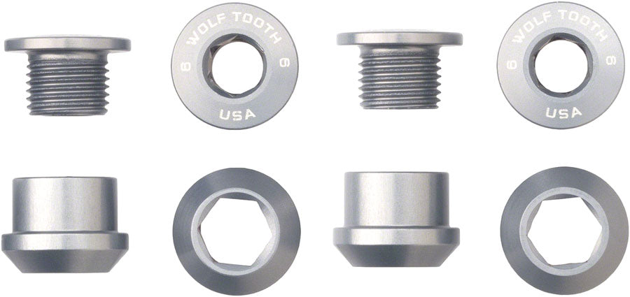 Wolf Tooth 1x Chainring Bolt Set - 6mm Dual Hex Fittings Set/4 Raw Silver-Goodwynn&#39;sGoodwynn&#39;s