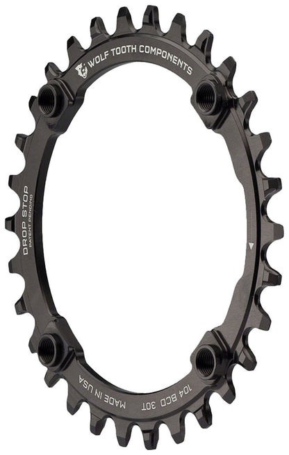 Wolf Tooth 104 BCD Chainring - 30t 104 BCD 4-Bolt Drop-Stop A Black