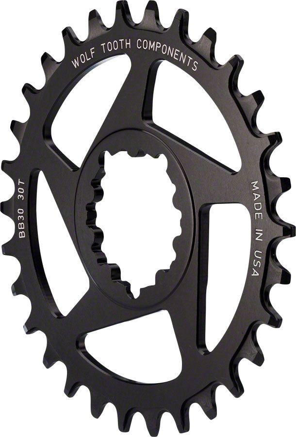 Wolf Tooth Direct Mount Chainring - 30t SRAM Direct Mount Drop-Stop A For BB30 Short Spindle Cranksets 0mm Offset BLK-Goodwynn&#39;sGoodwynn&#39;s