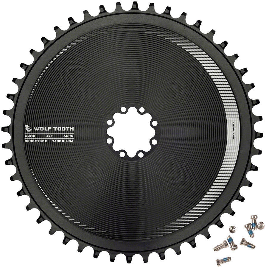 Wolf Tooth Aero Direct Mount Chainring - 48t Direct Mount SRAM 8-Bolt Drop-Stop B BLK-Goodwynn&#39;sGoodwynn&#39;s