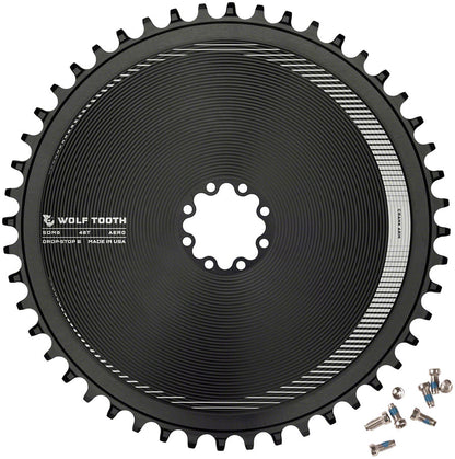 Wolf Tooth Aero Direct Mount Chainring - 48t Direct Mount SRAM 8-Bolt Drop-Stop B BLK