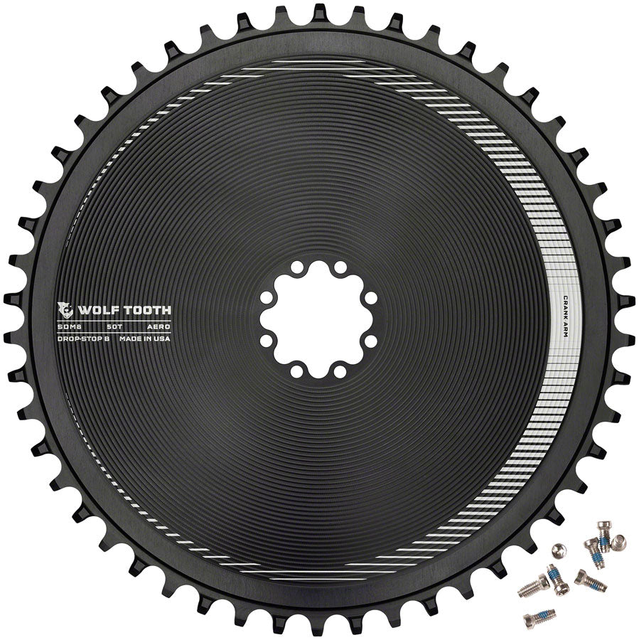 Wolf Tooth Aero Direct Mount Chainring - 50t Direct Mount SRAM 8-Bolt Drop-Stop B BLK-Goodwynn&#39;sGoodwynn&#39;s