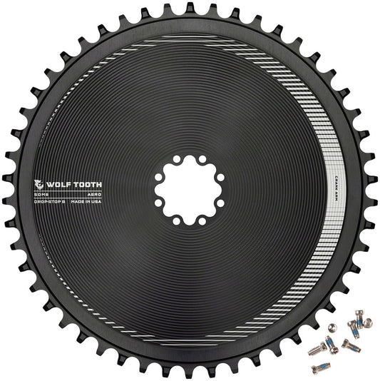 Wolf Tooth Aero Direct Mount Chainring - 52t Direct Mount SRAM 8-Bolt Drop-Stop B BLK-Goodwynn's