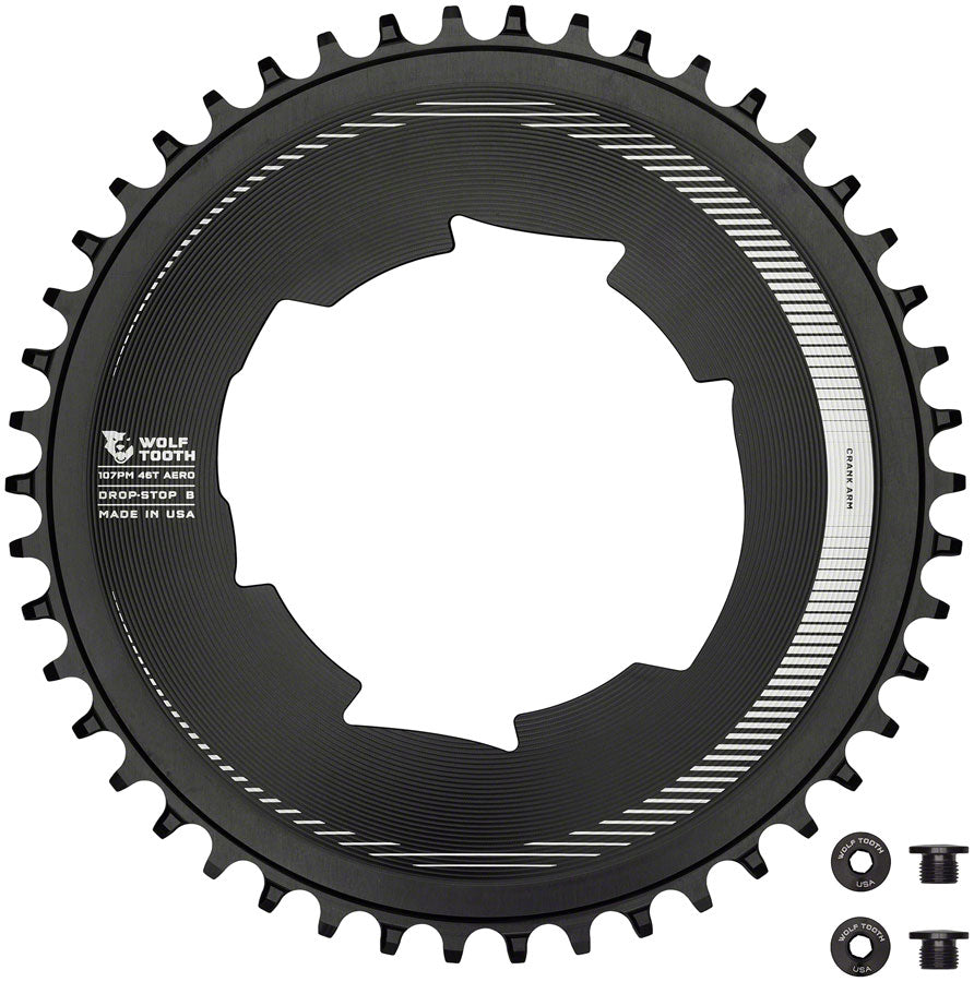 Wolf Tooth Aero 107 BCD Chainring - 46t Optimized SRAM Eagle Flaptop Chains Drop-Stop B BLK-Goodwynn&#39;sGoodwynn&#39;s