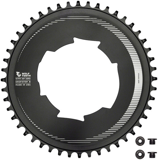 Wolf Tooth Aero 107 BCD Chainring - 48t Optimized SRAM Eagle Flaptop Chains Drop-Stop B BLK-Goodwynn's