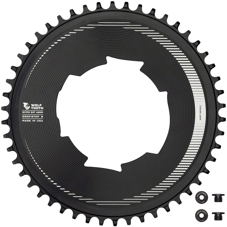 Wolf Tooth Aero 107 BCD Chainring - 50t Optimized SRAM Eagle Flaptop Chains Drop-Stop B BLK-Goodwynn&#39;sGoodwynn&#39;s