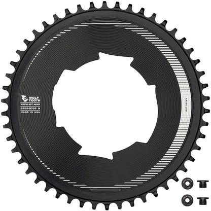 Wolf Tooth Aero 107 BCD Chainring - 50t Optimized SRAM Eagle Flaptop Chains Drop-Stop B BLK