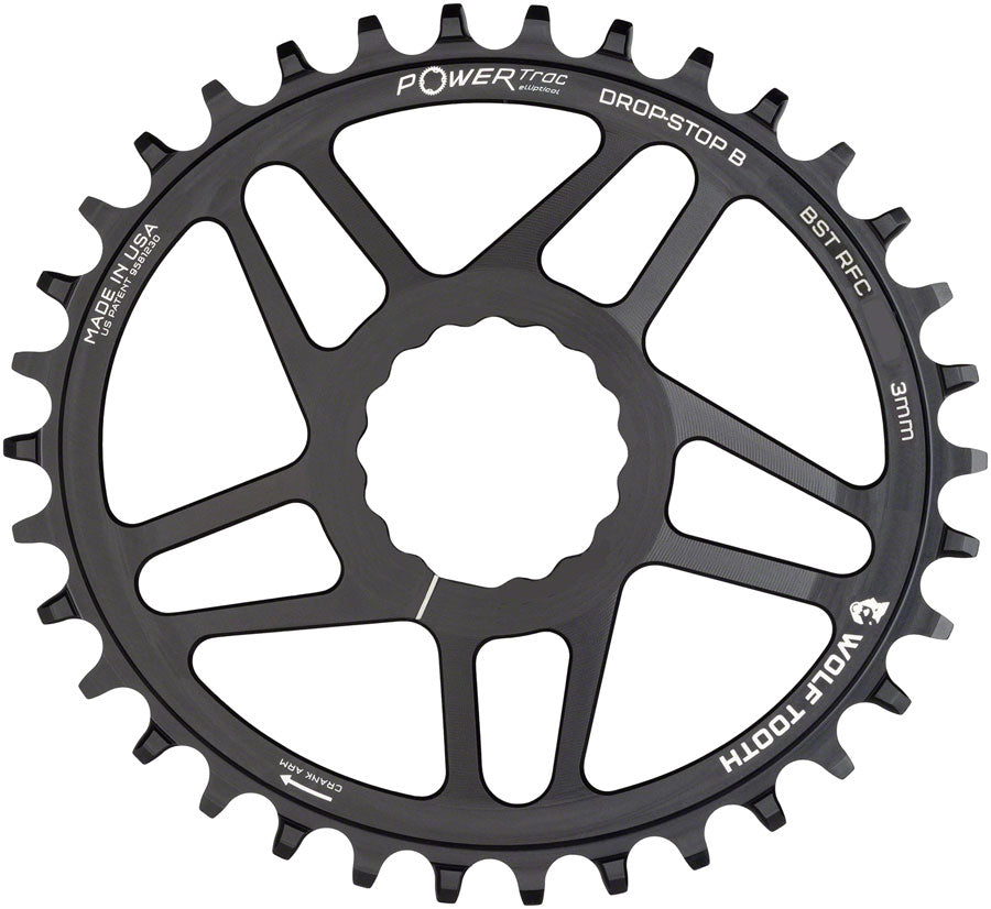 Wolf Tooth Elliptical Direct Mount Chainring - 36t RaceFace/Easton CINCH Direct Mount Drop-Stop B For Boost Cranks 3mm Offset BLK