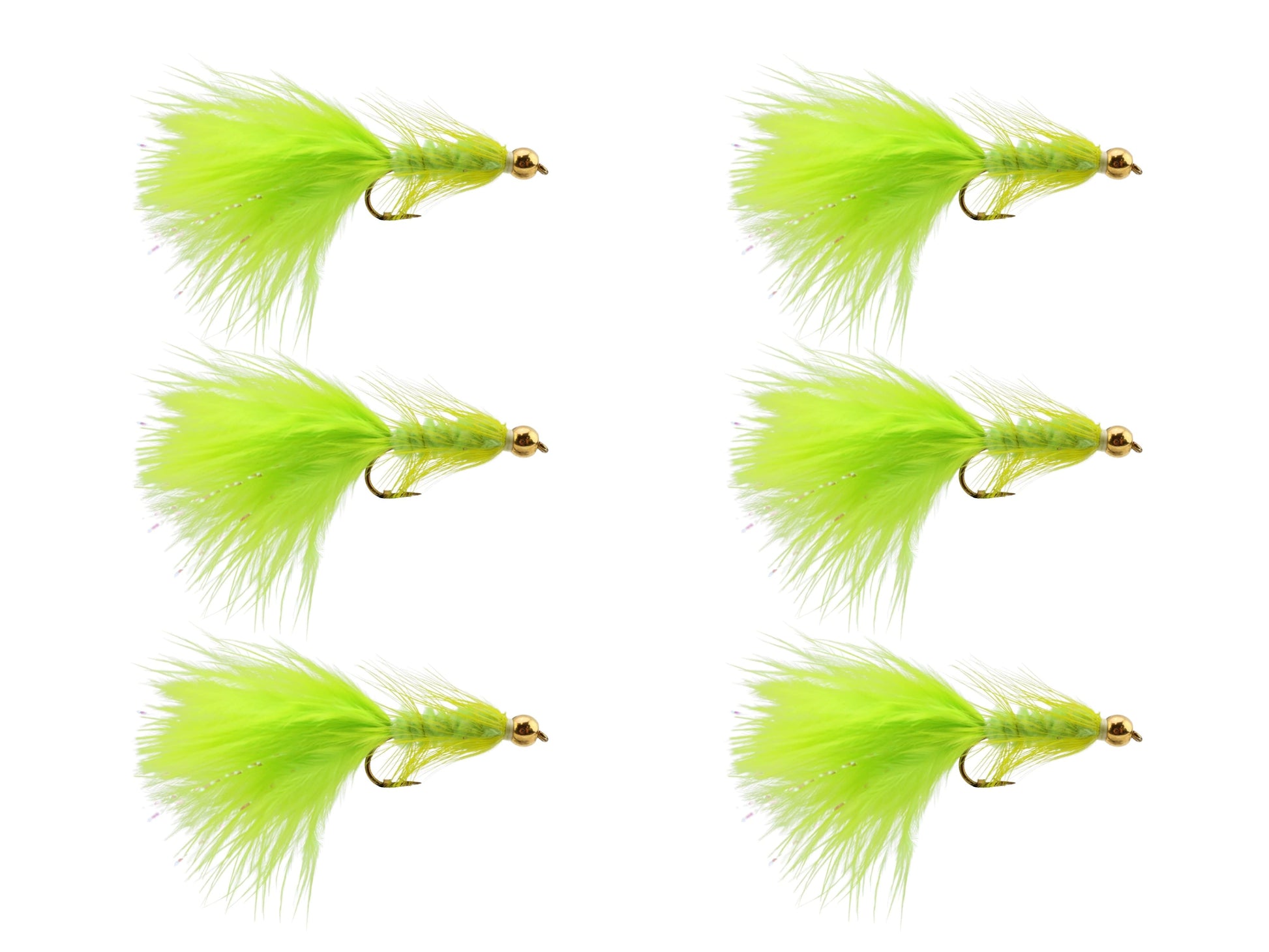 Wild Water Fly Fishing Bead Head Chartreuse Wooly Bugger, size 10, qty. 6-Goodwynn&#39;sGoodwynn&#39;s