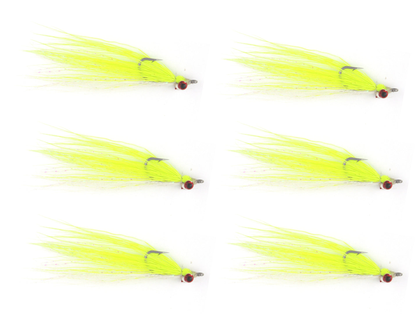 Wild Water Fly Fishing Chartreuse Clouser Minnow, Size 8, Qty. 6