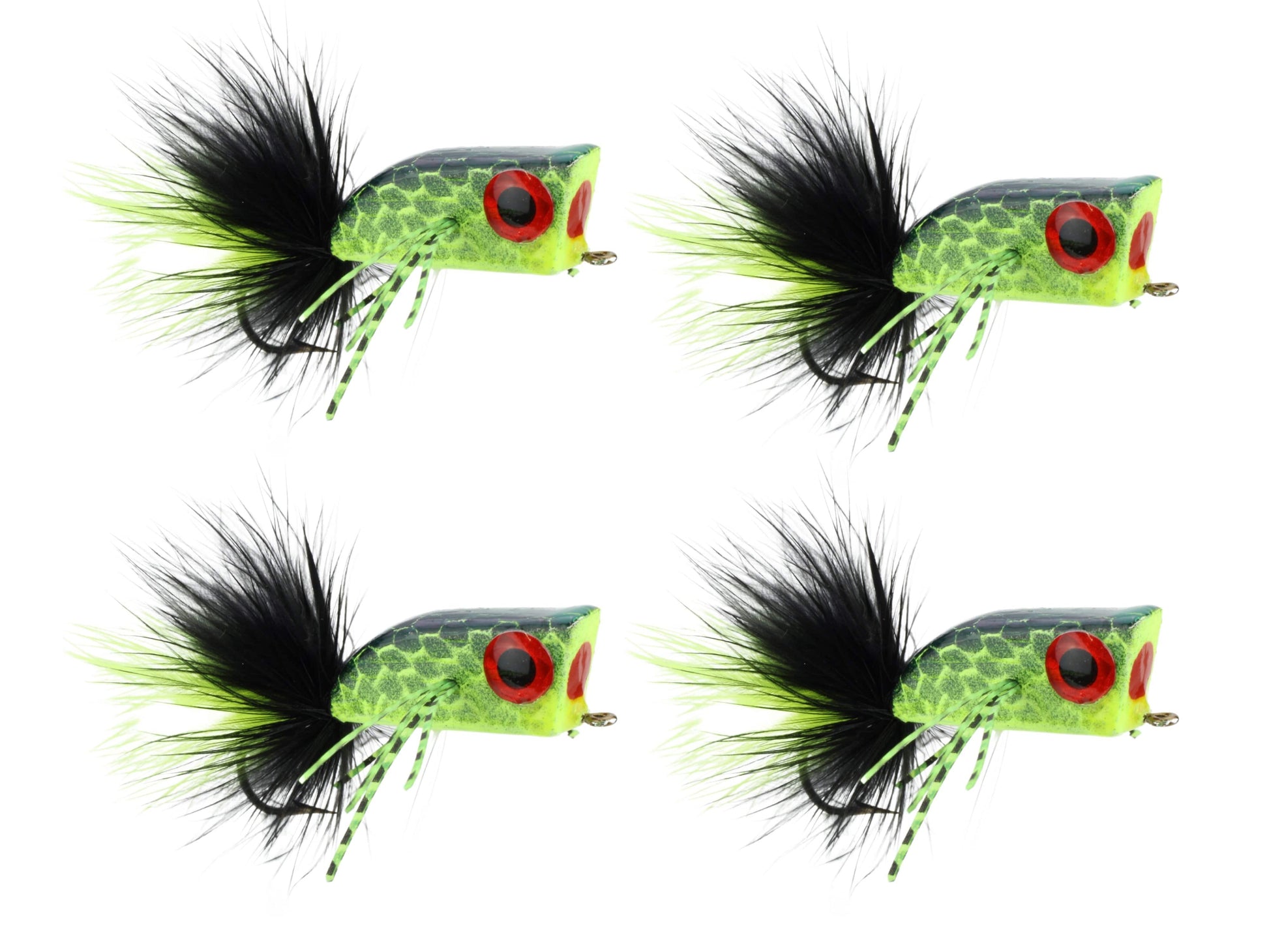 Wild Water Fly Fishing Chartreuse and Black Crease Minnow, size 2, qty. 4-Goodwynn&#39;sGoodwynn&#39;s