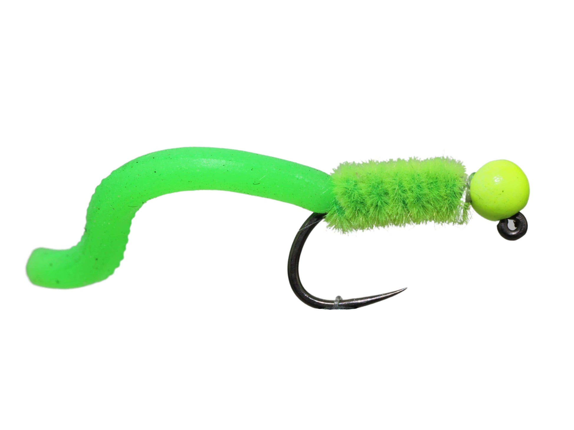 Wild Water Fly Fishing Tungsten Bead Head Chartreuse Squirmy Worm, Size 12, Qty. 6-Goodwynn&#39;sGoodwynn&#39;s