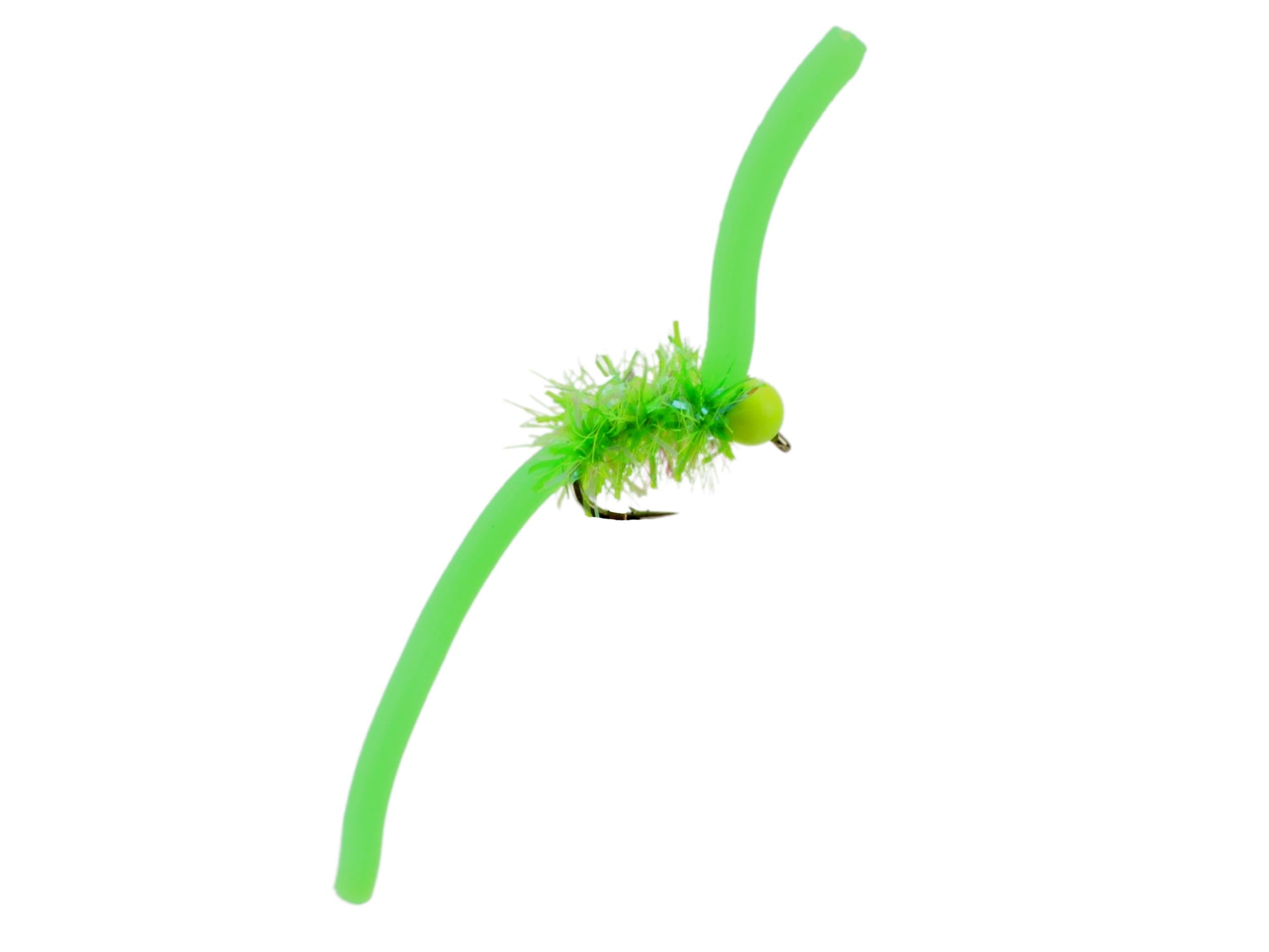 Wild Water Fly Fishing Tungsten Bead Head Chartreuse Squirmy Worm 2.0, Size 12, Qty. 6-Goodwynn&#39;sGoodwynn&#39;s