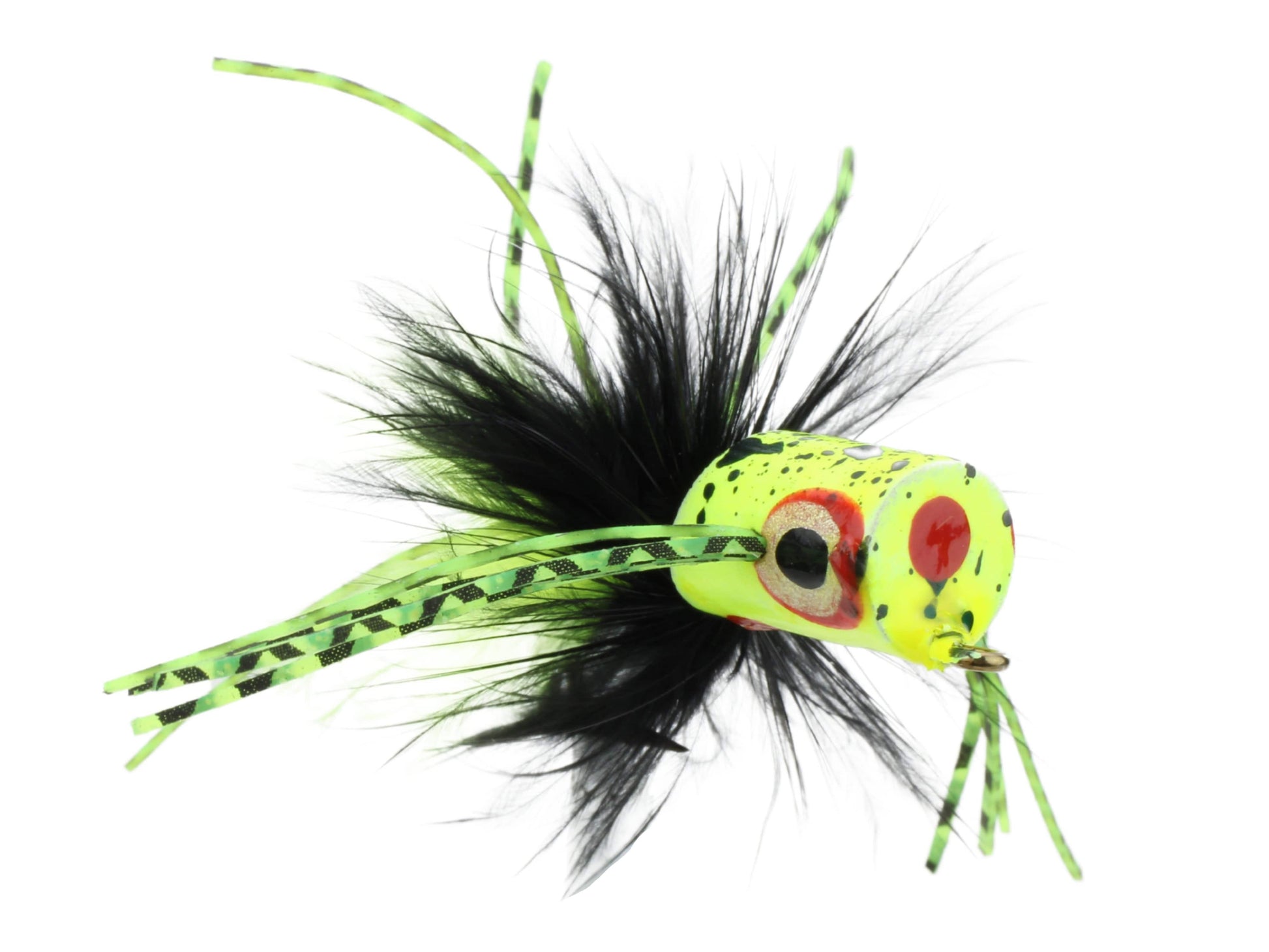 Wild Water Fly Fishing Green and Yellow Spider Legs Flat Face Mini Panfish Popper, Size 6, Qty. 4-Goodwynn&#39;sGoodwynn&#39;s