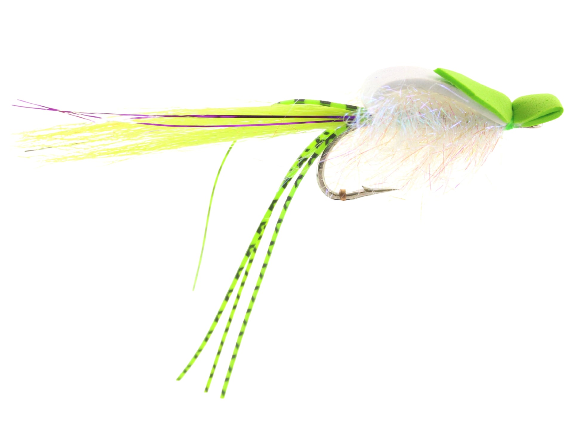 Chartreuse and White Saltwater EP Foam Fly, size 2/0, Qty. 2-Goodwynn&#39;sGoodwynn&#39;s