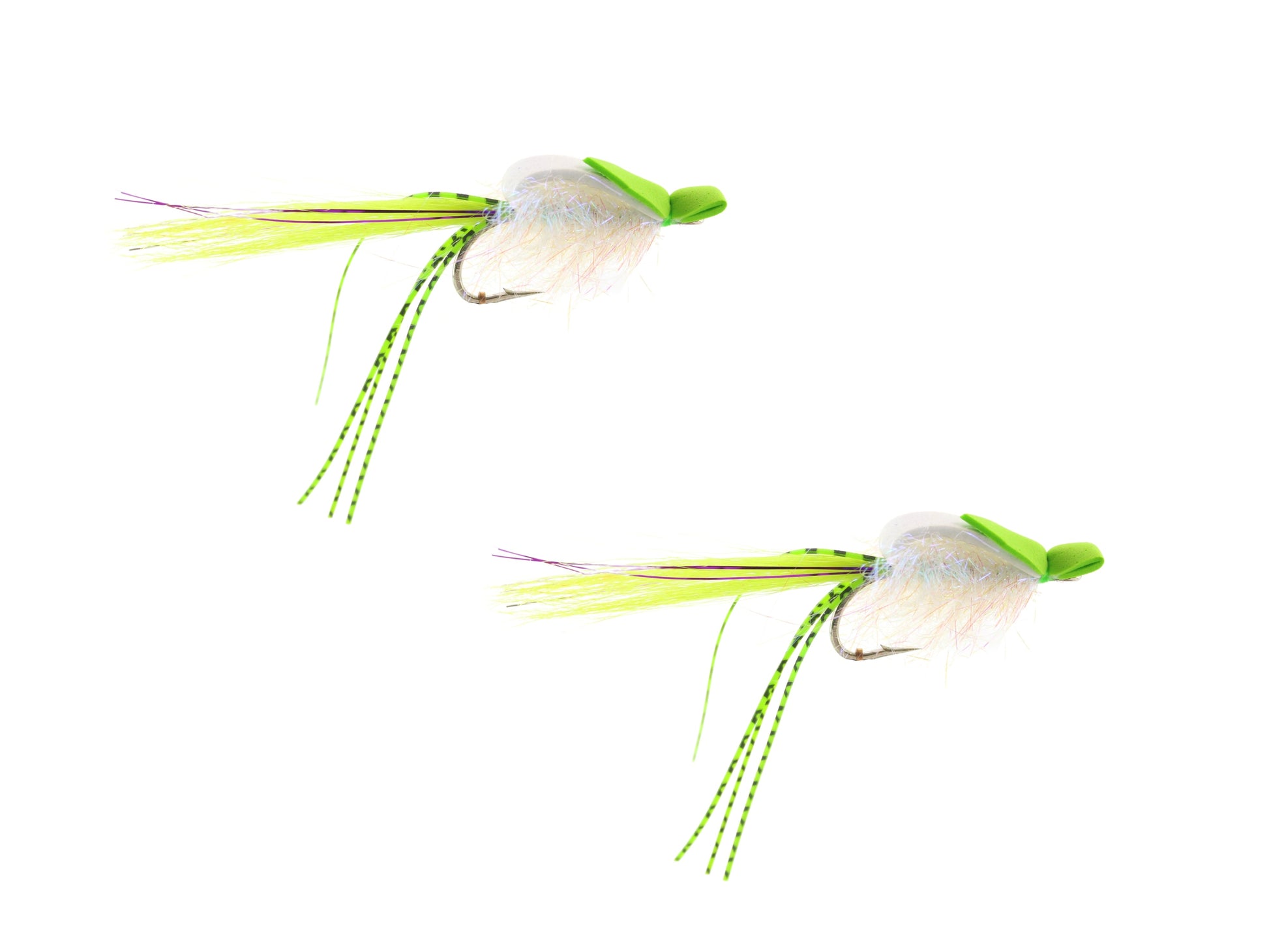 Chartreuse and White Saltwater EP Foam Fly, size 2/0, Qty. 2-Goodwynn&#39;sGoodwynn&#39;s