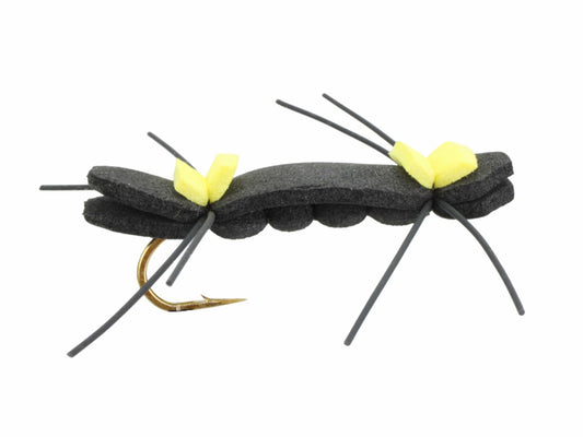 Wild Water Fly Fishing Chernobyl Ant, Black and Yellow, Size 6, Qty. 6-Goodwynn's