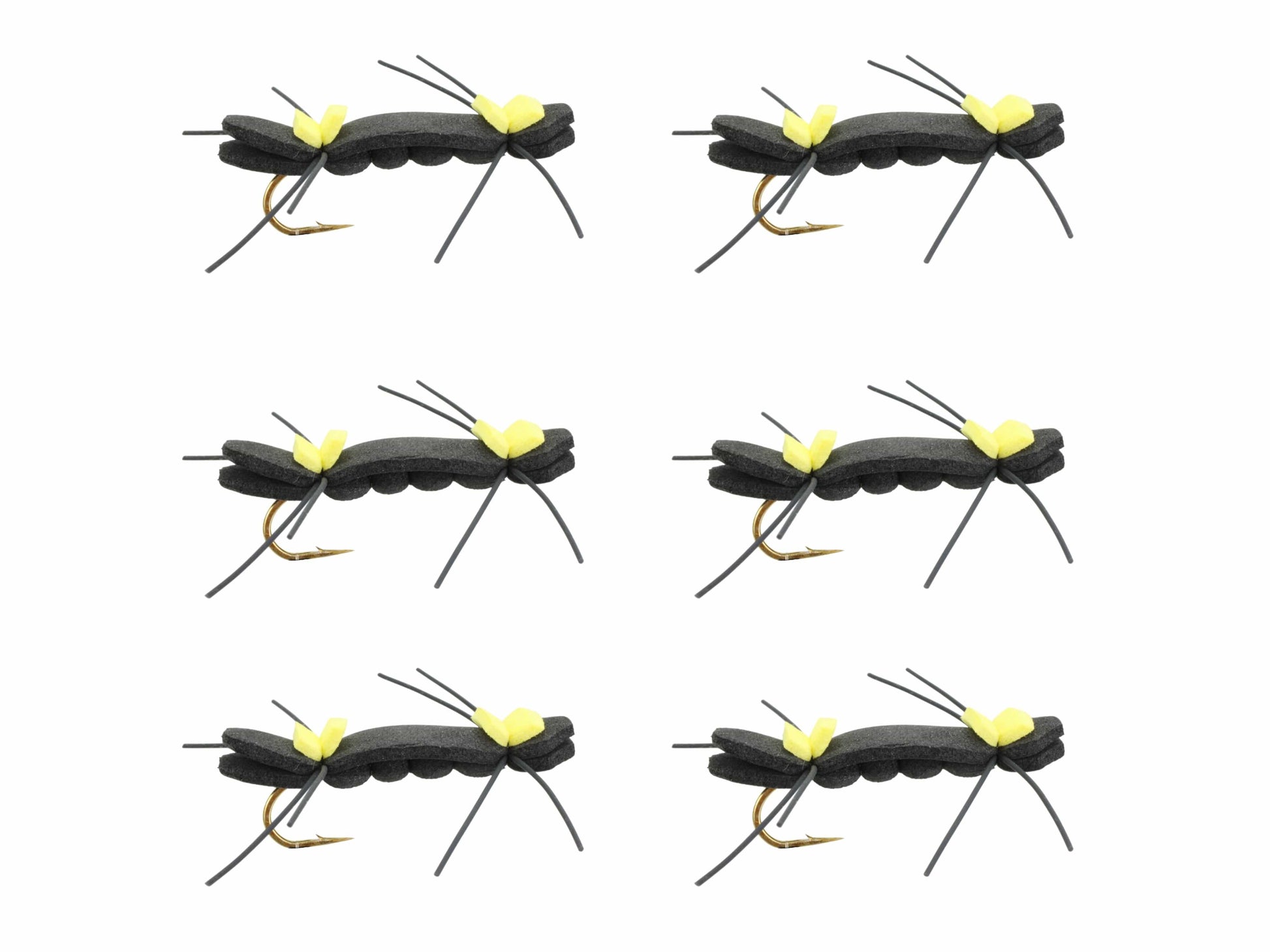 Wild Water Fly Fishing Chernobyl Ant, Black and Yellow, Size 6, Qty. 6-Goodwynn&#39;sGoodwynn&#39;s