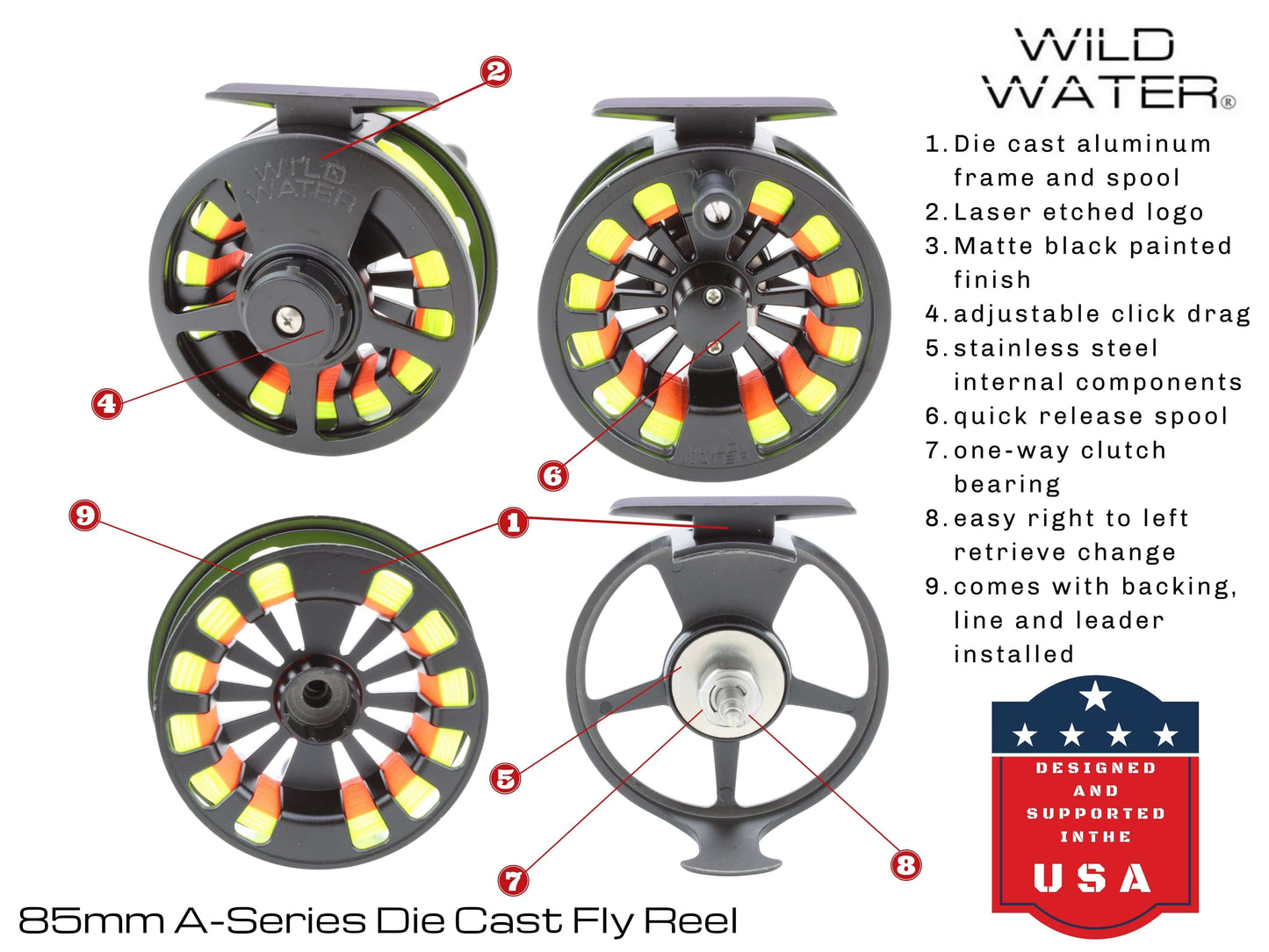 Wild Water Die Cast 5 Weight or 6 Weight Fly Reel