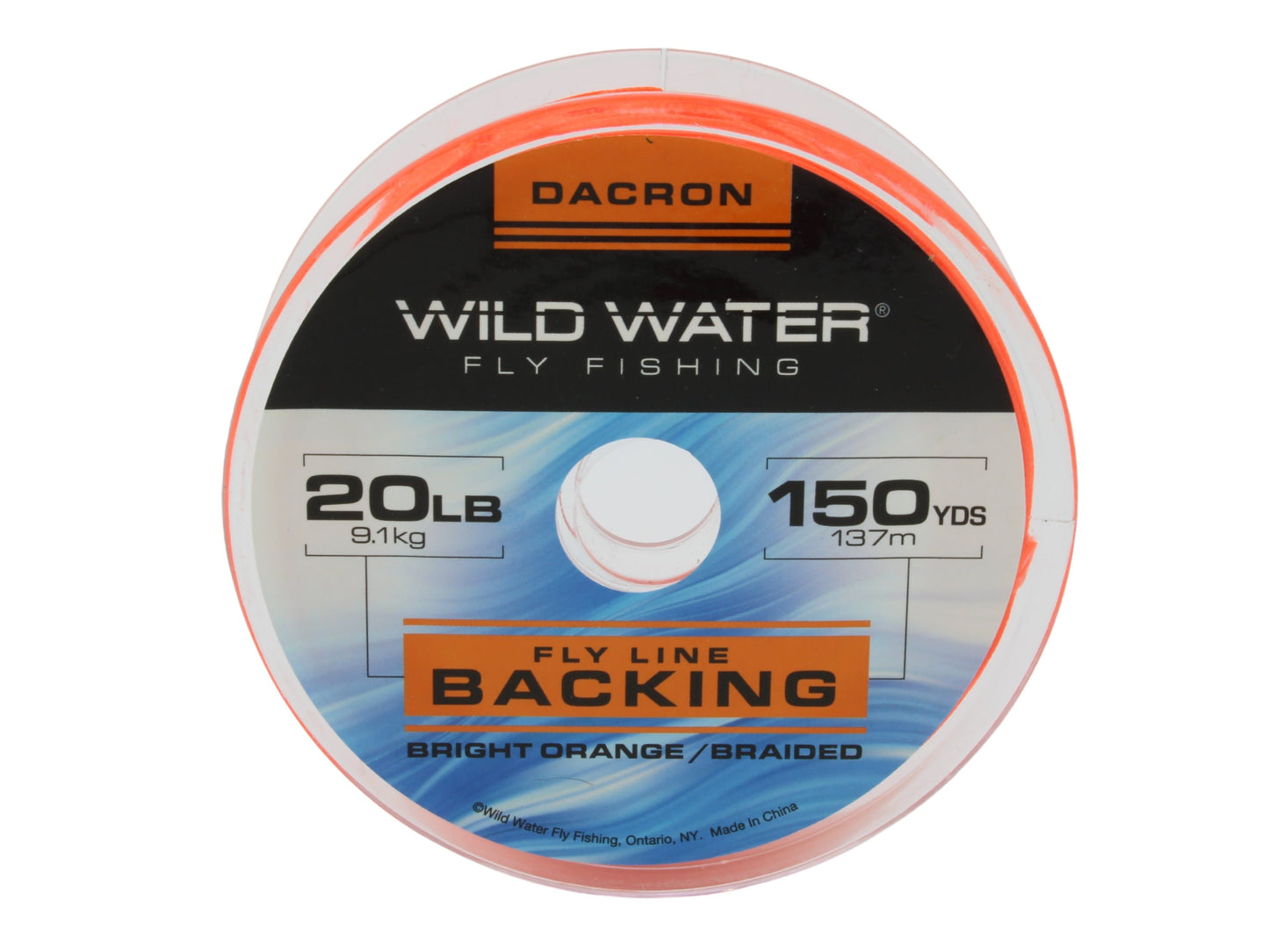 Wild Water Fly Fishing Braided Dacron Backing Spool, 20# 150 yards, Bright Orange