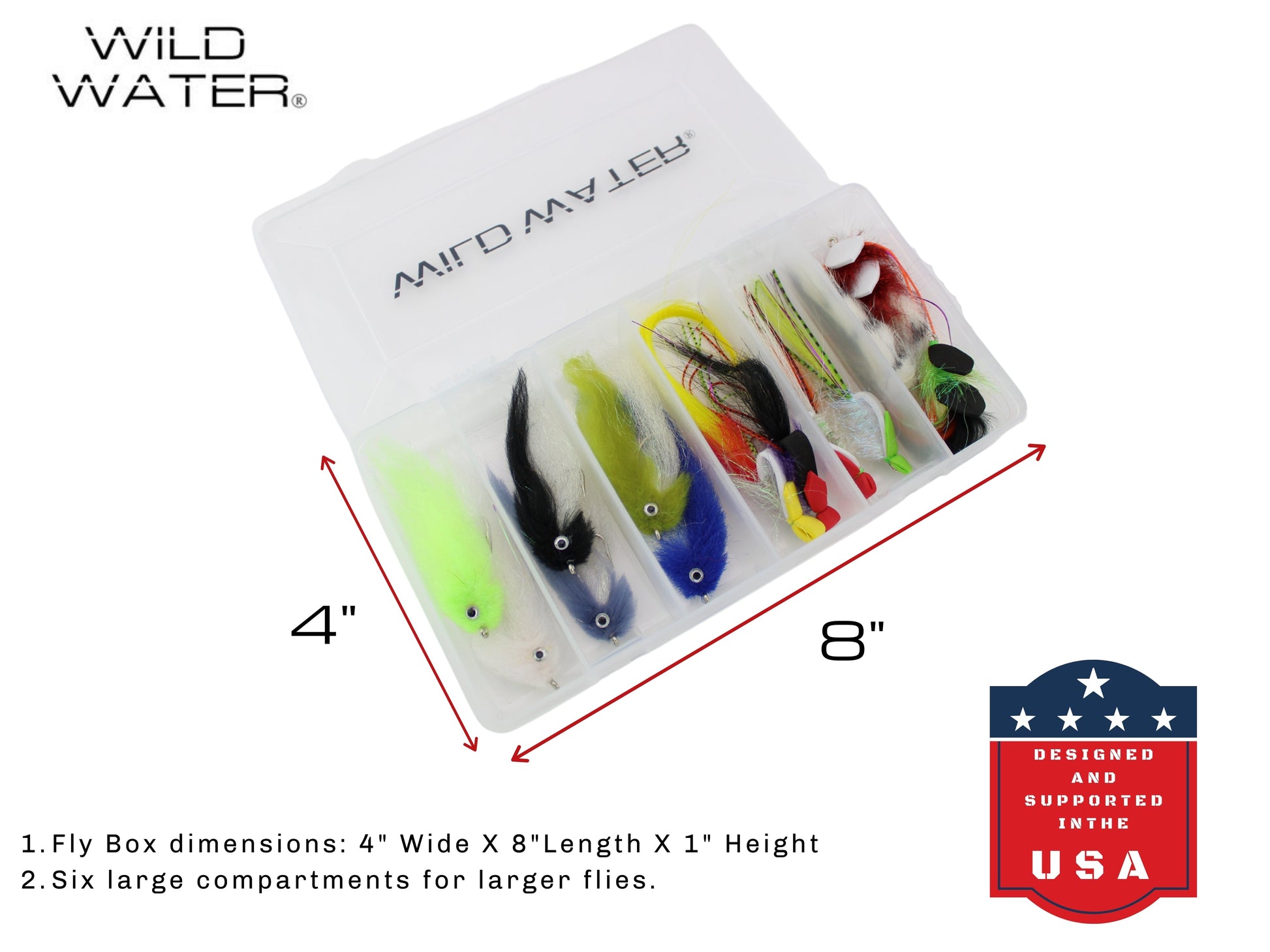 Wild Water EP Top Water Baitfish Assortment, 12 Flies with Wild Water's 6 Section Fly Box-Goodwynn&#39;sGoodwynn&#39;s