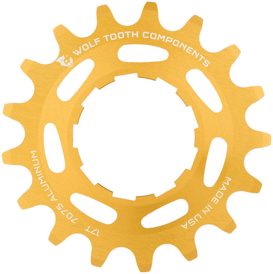 Wolf Tooth Single Speed Aluminum Cog - 17t Compatible with 3/32" Chains Gold-Goodwynn's