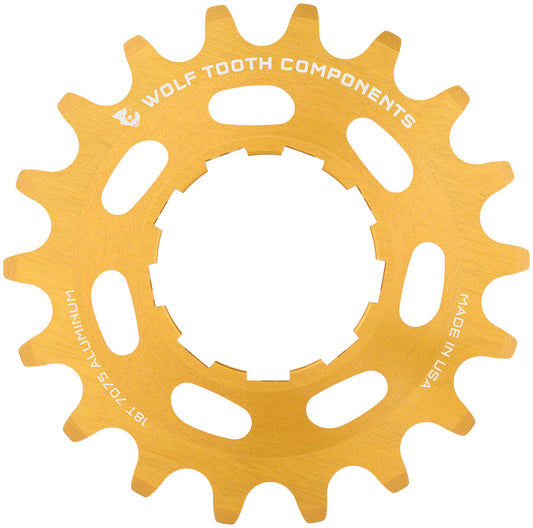 Wolf Tooth Single Speed Aluminum Cog - 18t Compatible with 3/32" Chains Gold-Goodwynn's