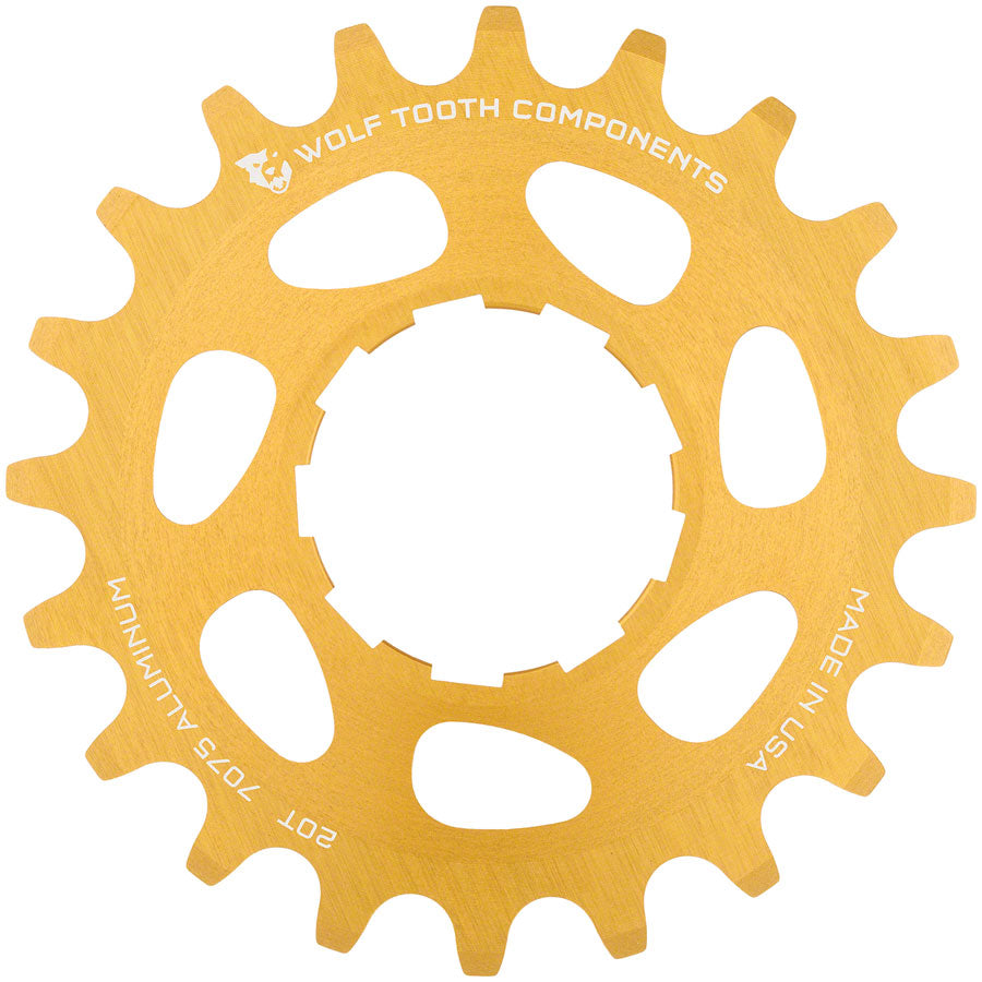 Wolf Tooth Single Speed Aluminum Cog - 20t Compatible with 3/32" Chains Gold-Goodwynn&#39;sGoodwynn&#39;s