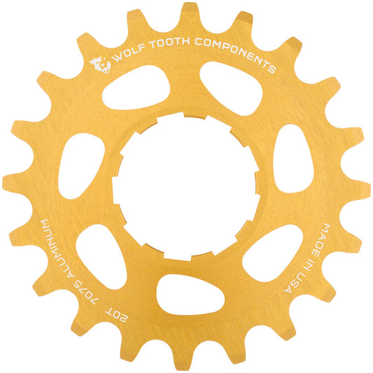 Wolf Tooth Single Speed Aluminum Cog - 20t Compatible with 3/32" Chains Gold-Goodwynn's