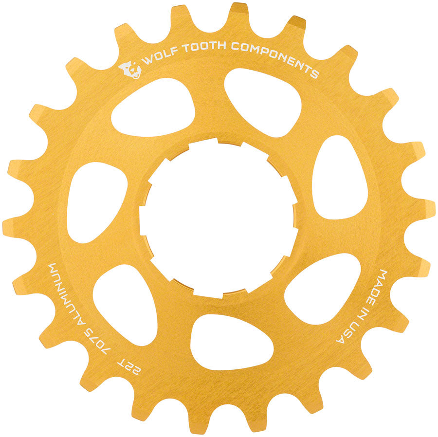 Wolf Tooth Single Speed Aluminum Cog - 22t Compatible with 3/32" Chains Gold-Goodwynn&#39;sGoodwynn&#39;s