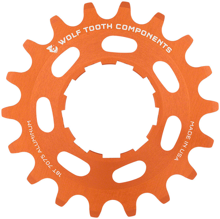 Wolf Tooth Single Speed Aluminum Cog - 18t Compatible 3/32" Chains Orange-Goodwynn&#39;sGoodwynn&#39;s