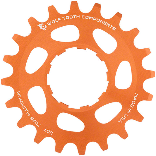 Wolf Tooth Single Speed Aluminum Cog - 20t Compatible 3/32" Chains Orange-Goodwynn's