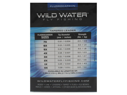 Wild Water Fly Fishing Fluorocarbon Leader 7X, 9', 3 Pack