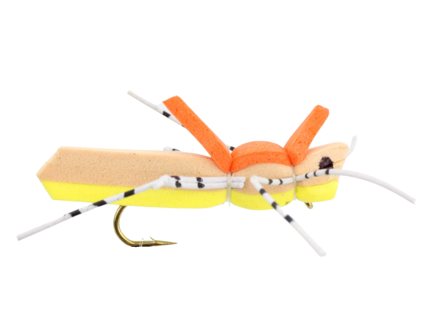 Wild Water Fly Fishing Foam Tan and Yellow Hopper, Size 10, Qty. 6