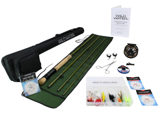 Wild Water Fly Fishing Kit with Fiberglass Rod 9 ft, 4-Piece, 8 wt Rod-Goodwynn's