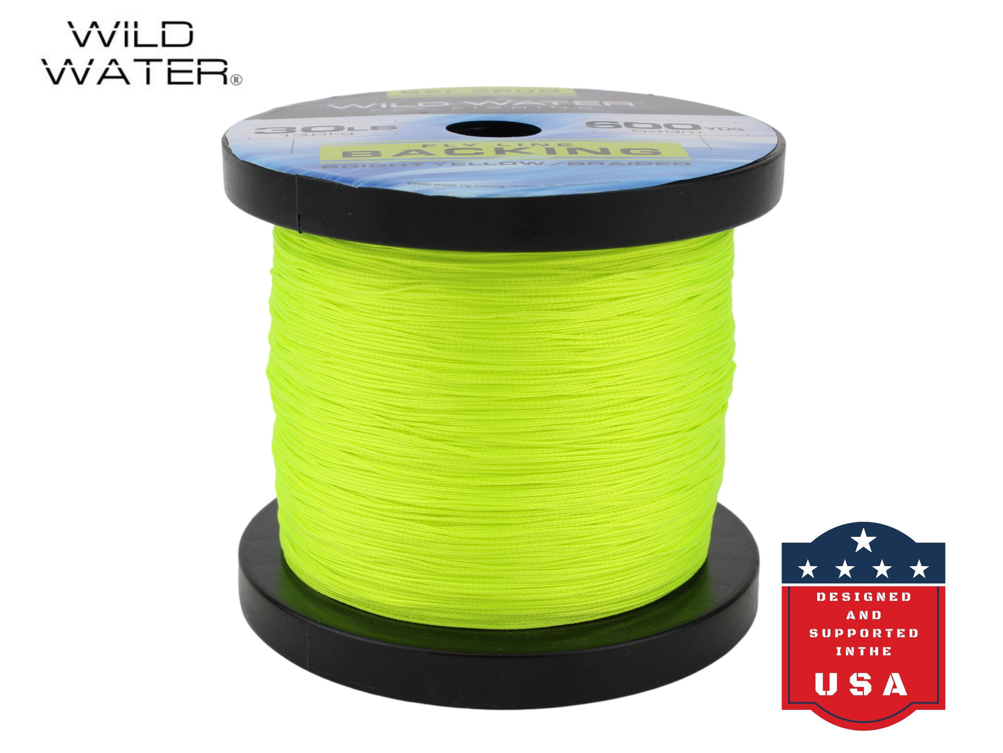 Wild Water Fly Fishing Braided Gel Spun Backing Spool, 30# 600 yards, Bright Yellow